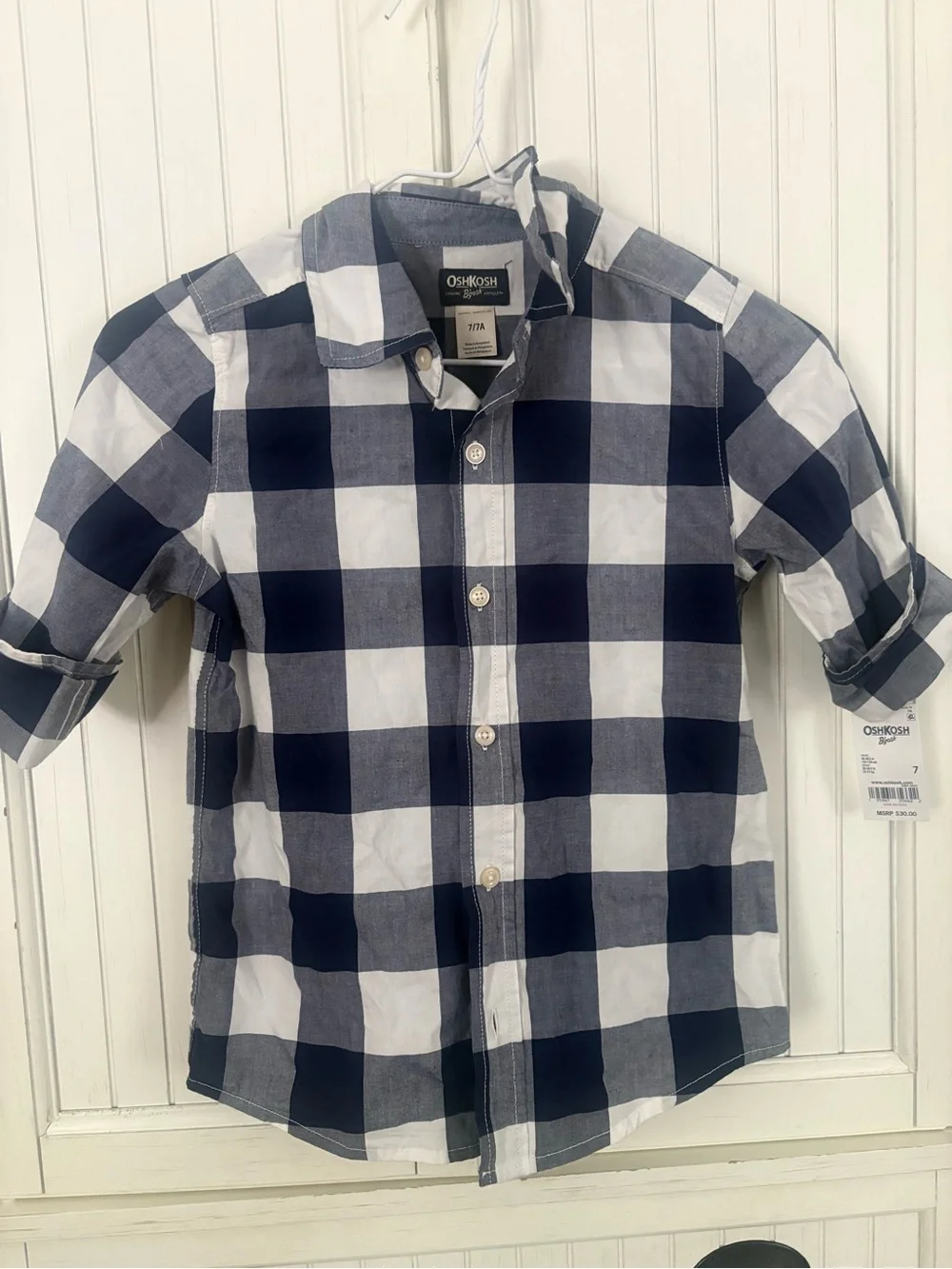 OshKosh B'gosh Navy & White Plaid Button-Down Shirt